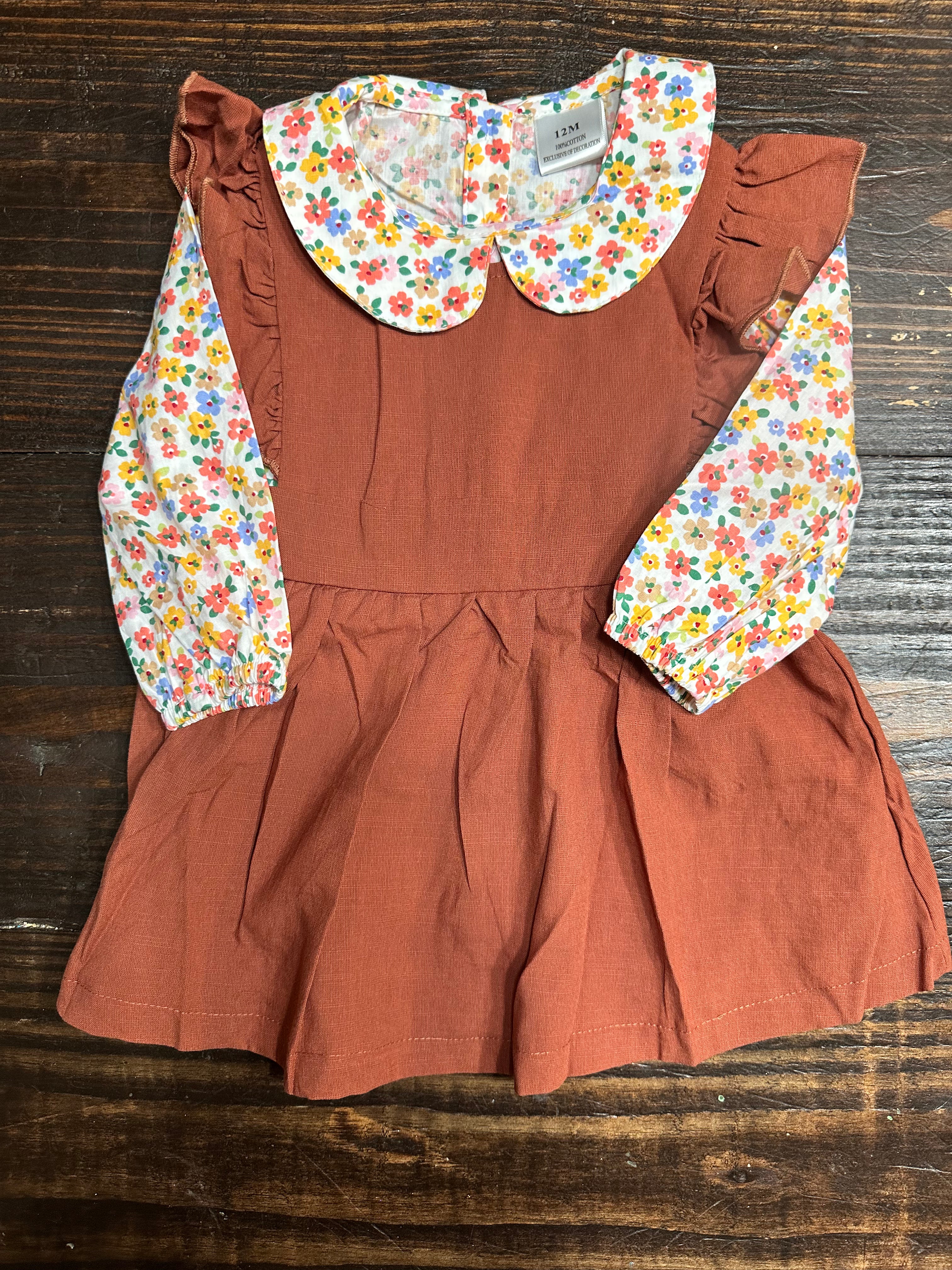 Brown Floral Dress Set