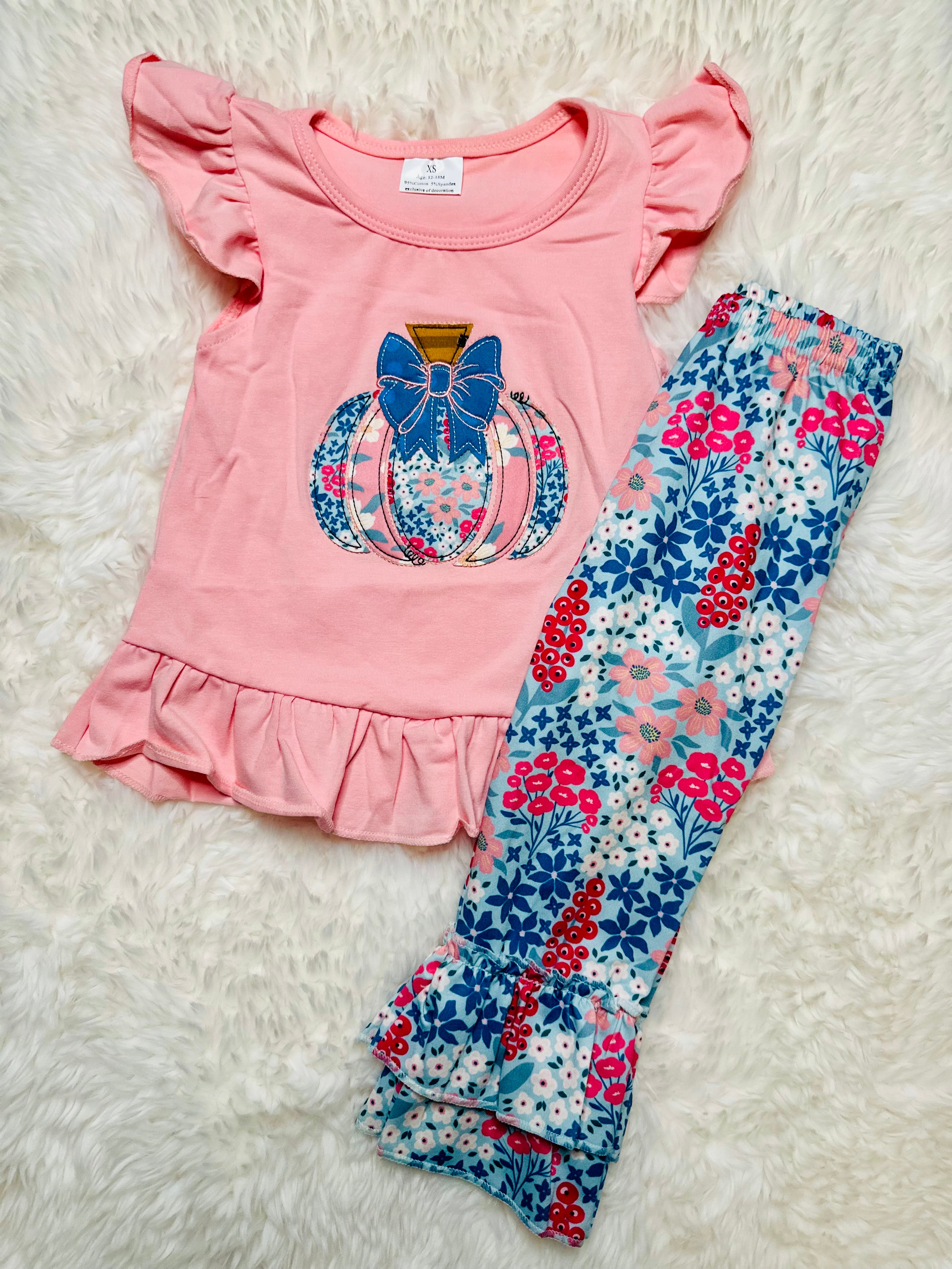 Floral Embroidered Pumpkin Set