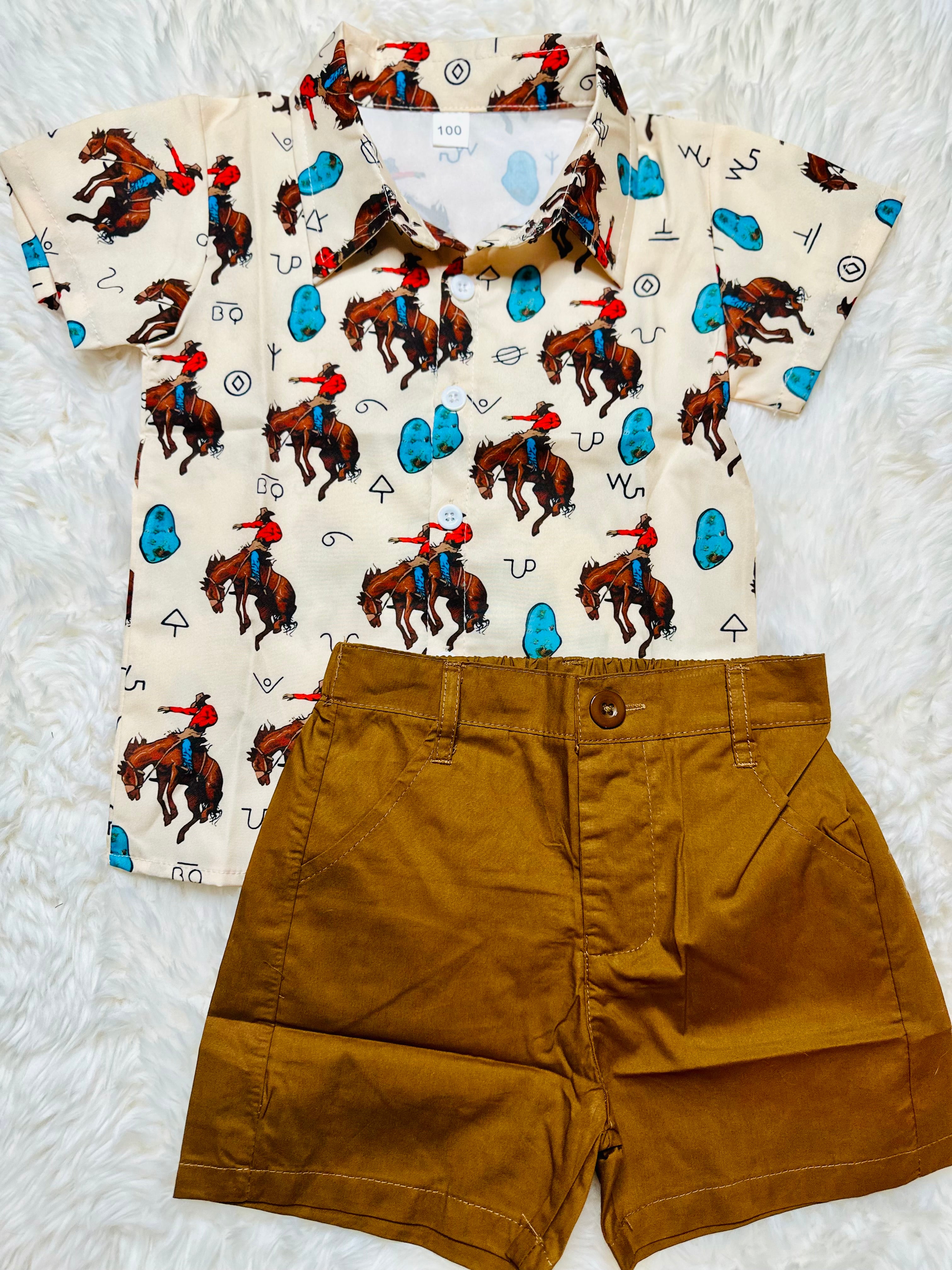 Brown Rodeo Button Up Set