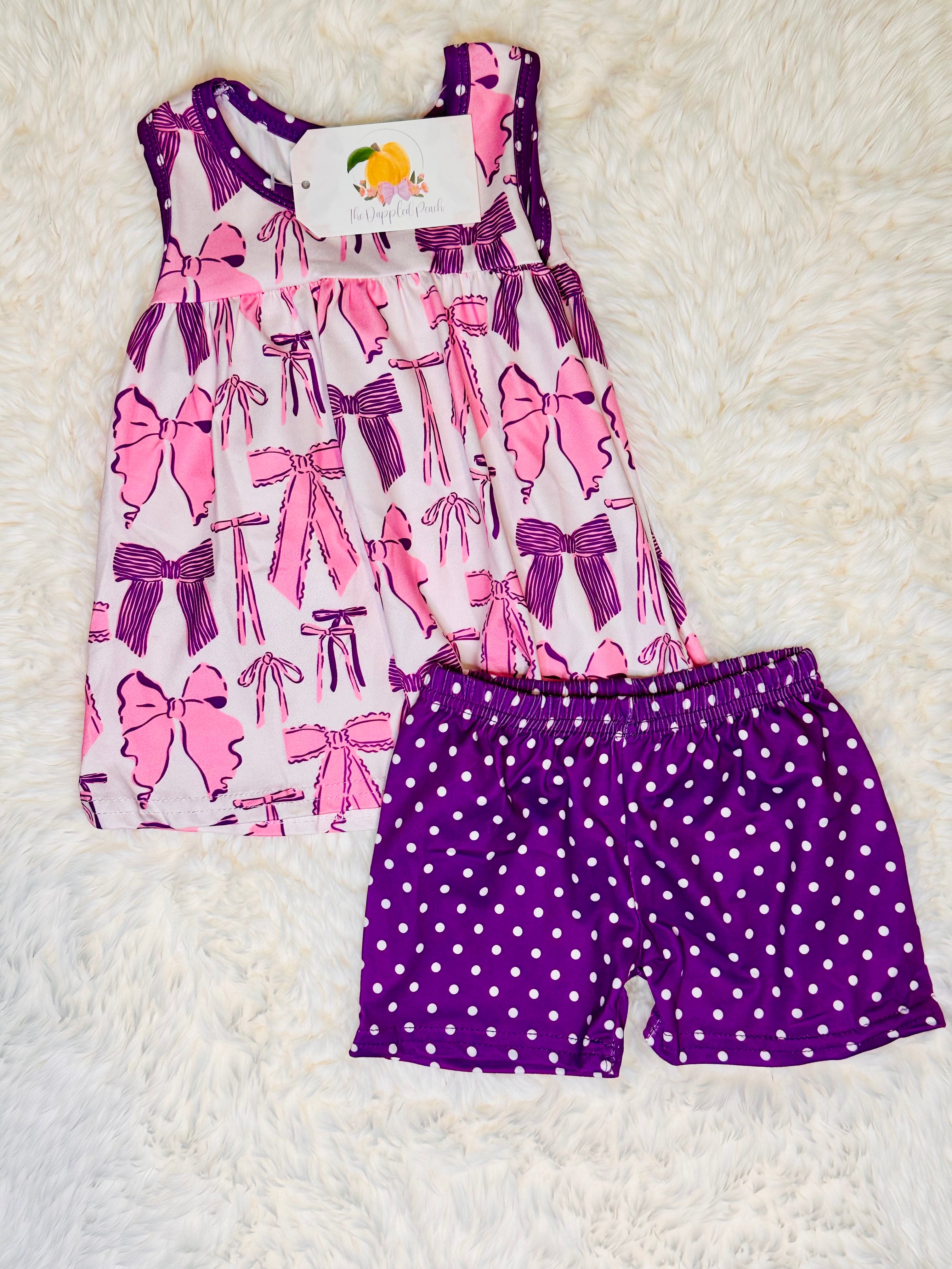 Purple Bow Tank Set