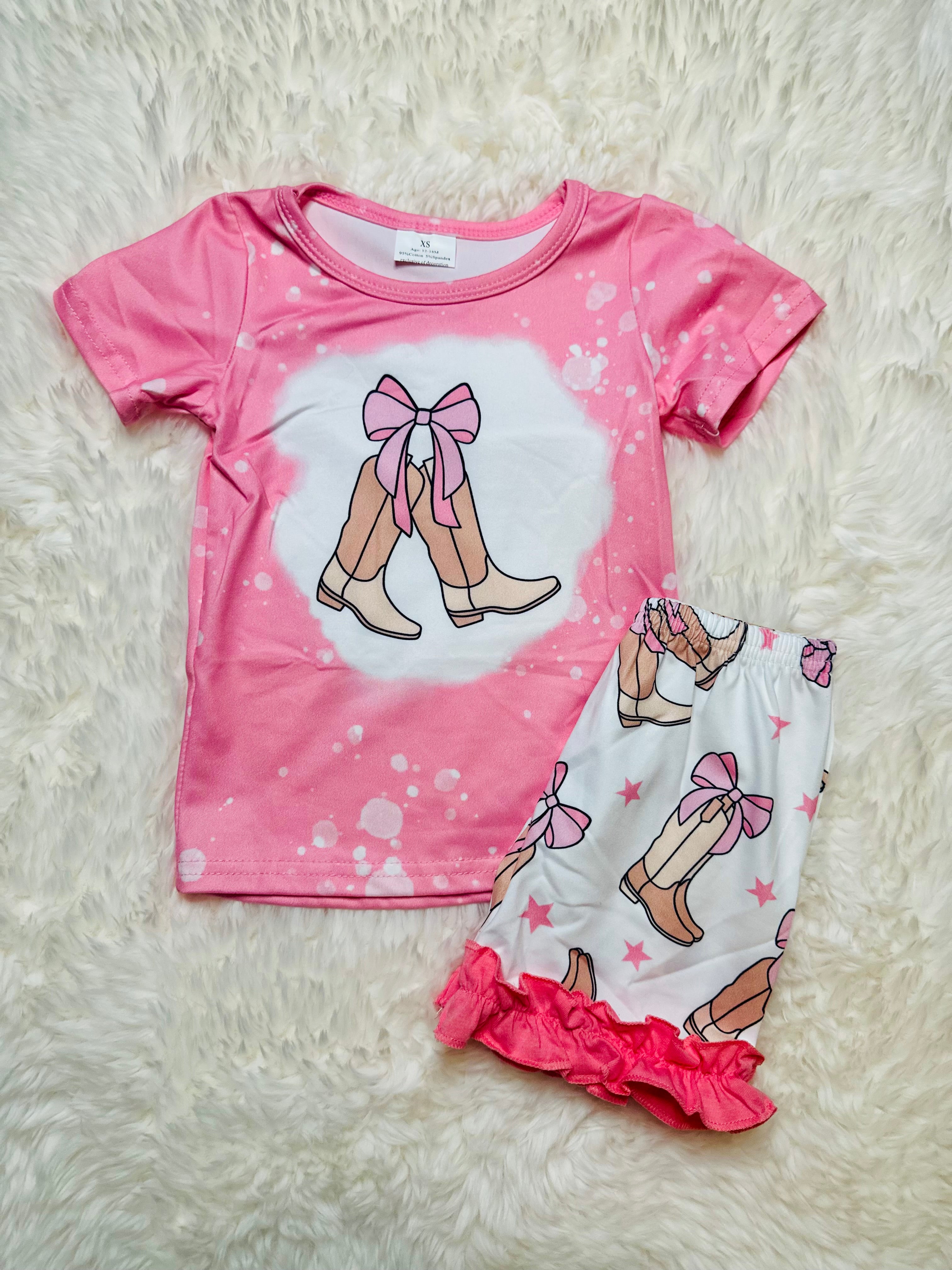Pink Boots Shorts Set