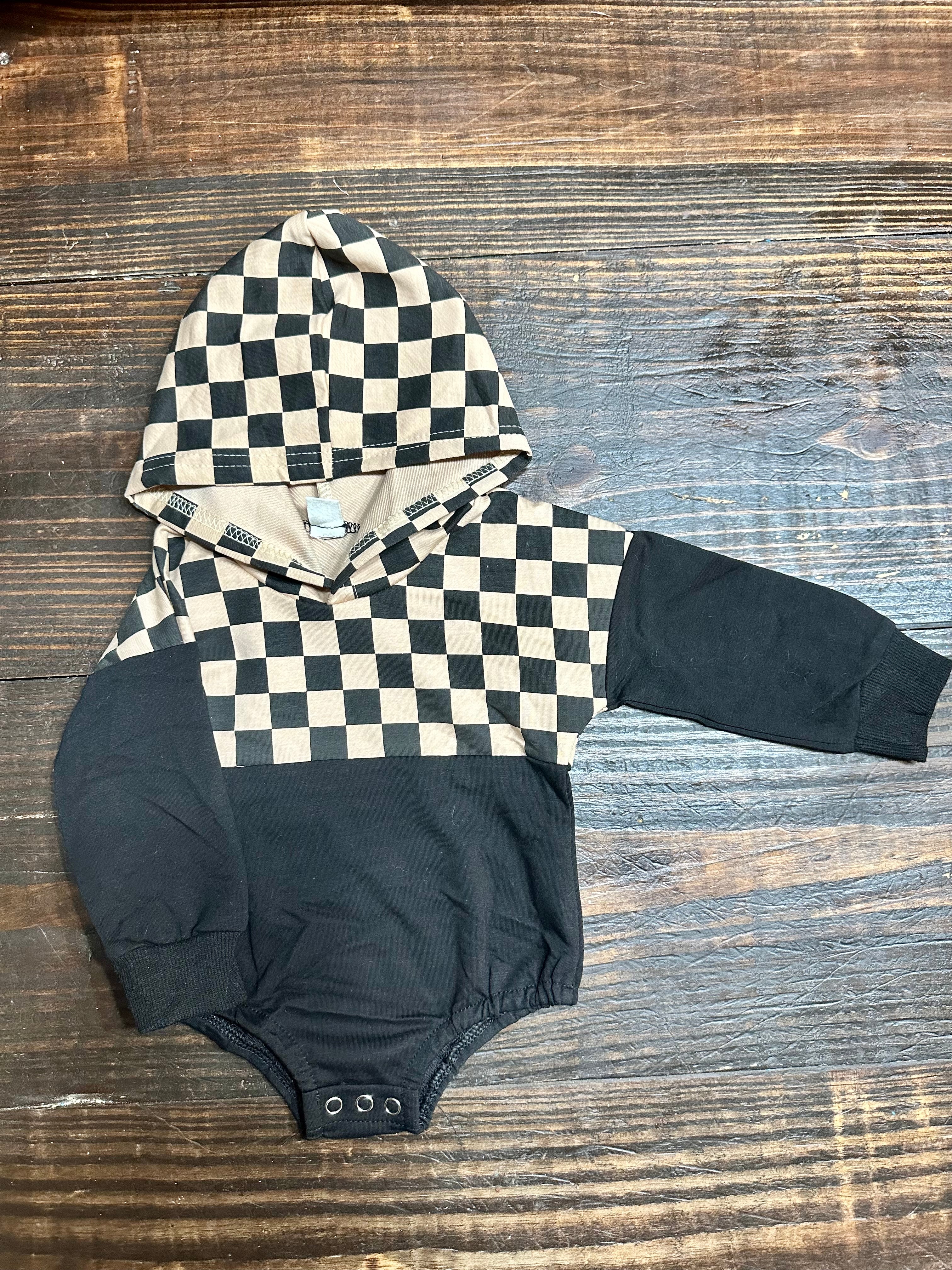 Tan/Black Checkered Onesie