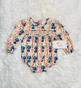 Yellow/Navy Floral Romper