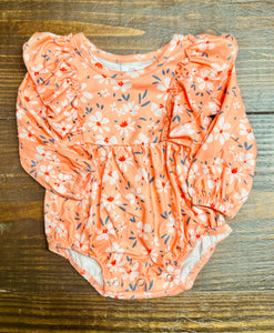 Orange Floral Romper