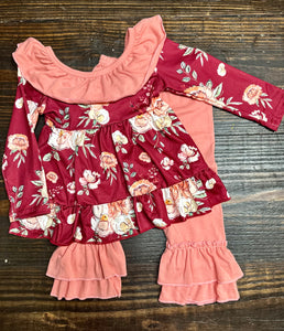 Burgundy Floral Set