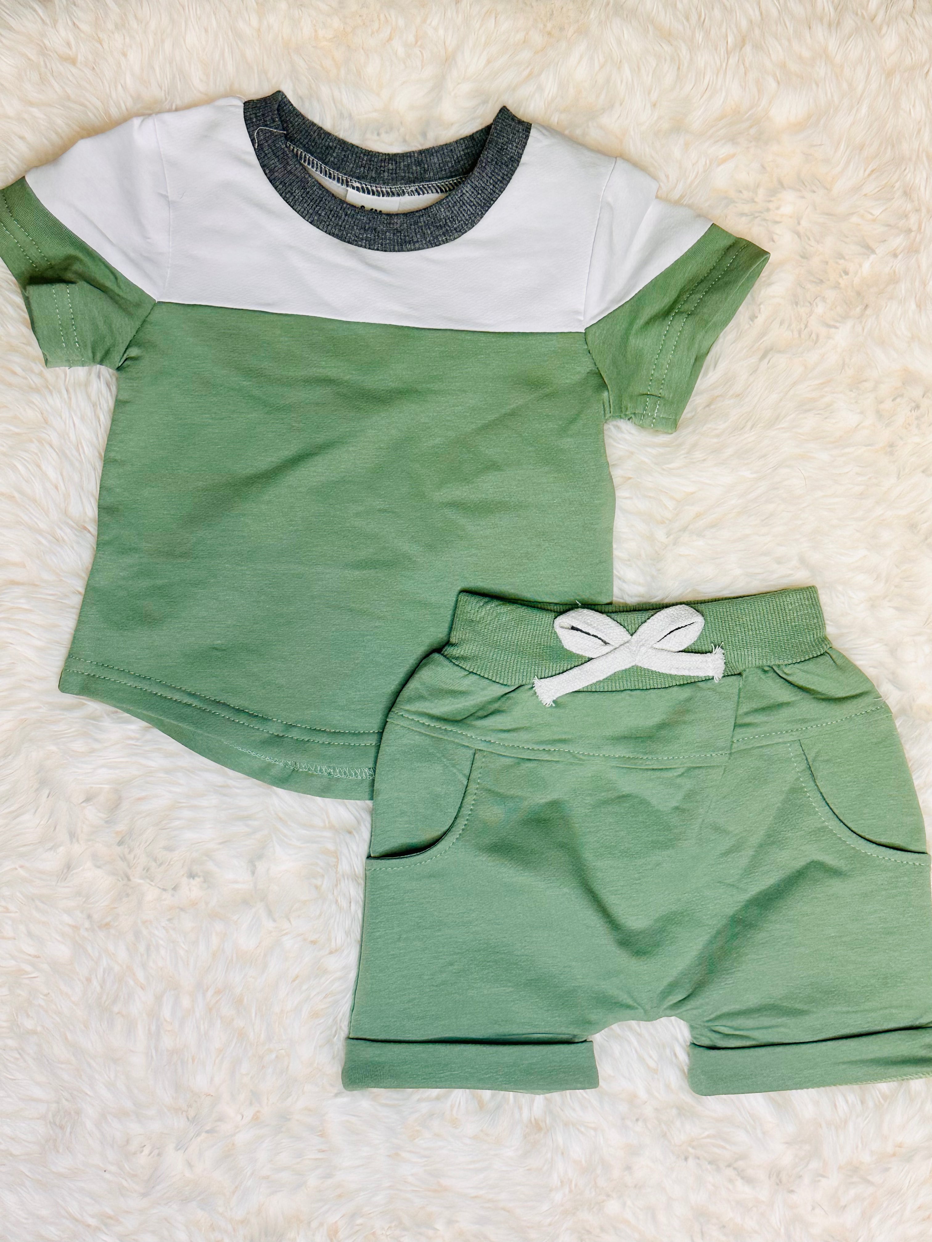 Green/Gray Shorts Set