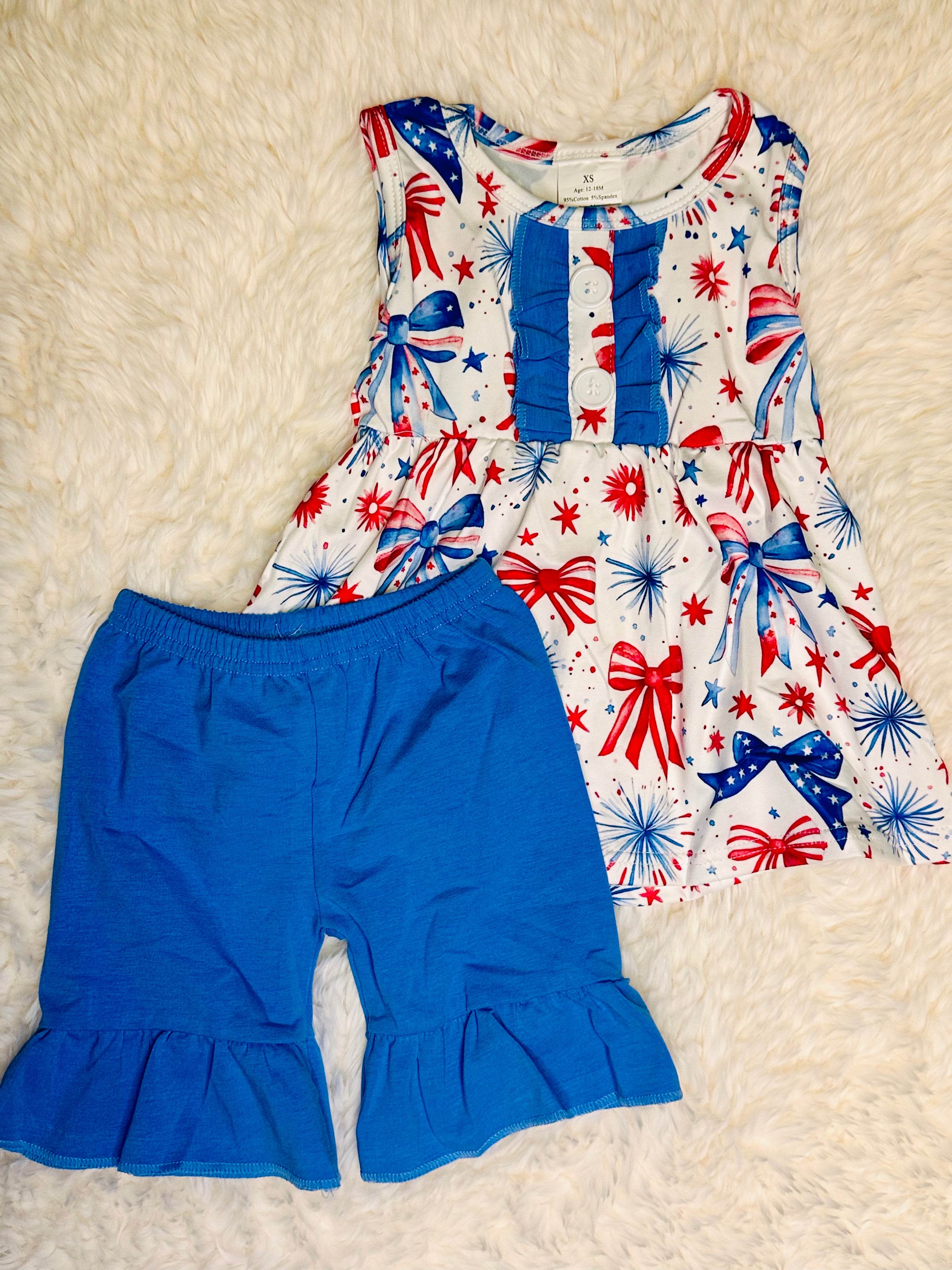 Red White Blue Shorts Set