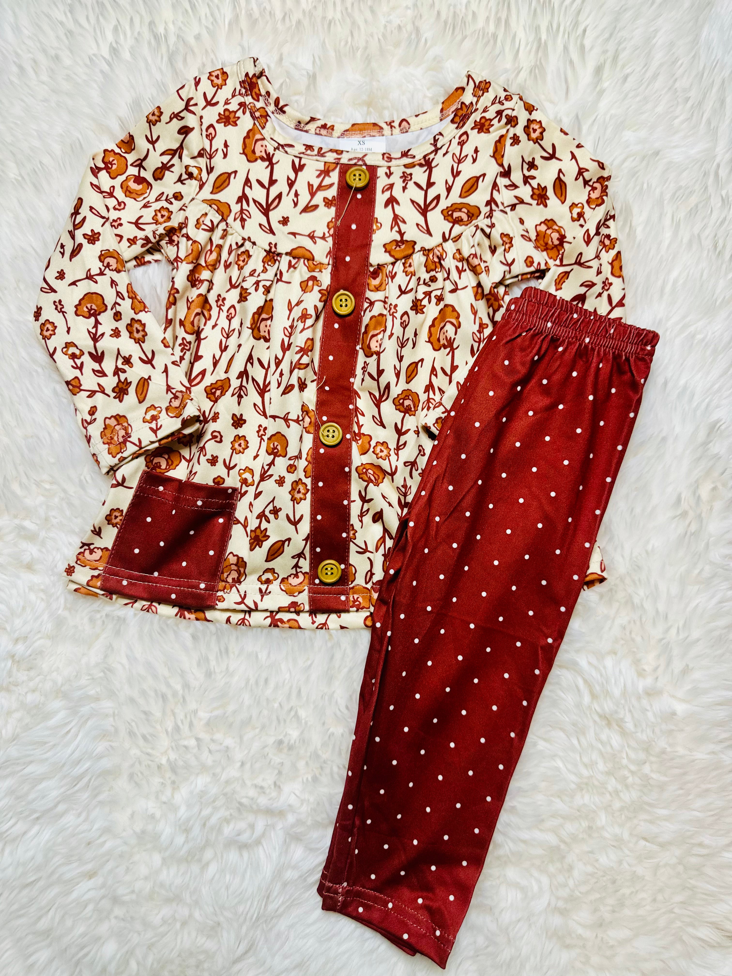 Fall Long Sleeve Polka Dot Set