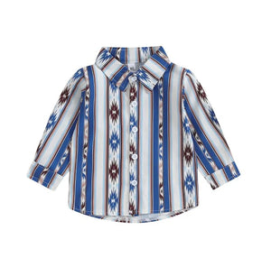 Blue Western Aztec Button Up