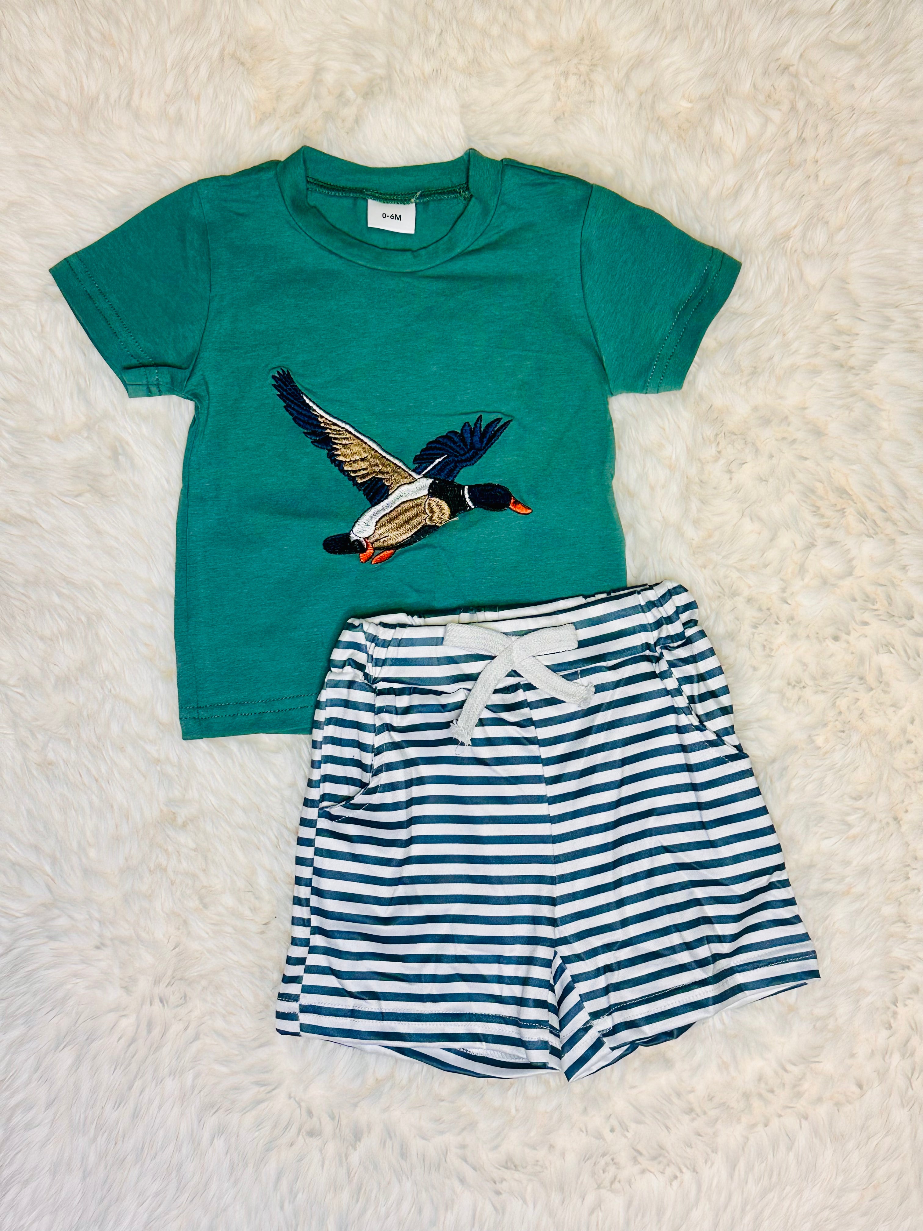Blue Embroidered Duck Set
