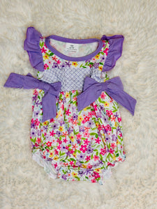 Purple Embroidered Romper