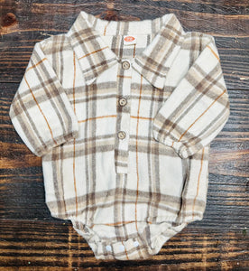 Autumn Button Down Plaid Onesie