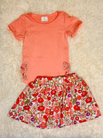 Load image into Gallery viewer, Pink Embroidered Floral Skort Set
