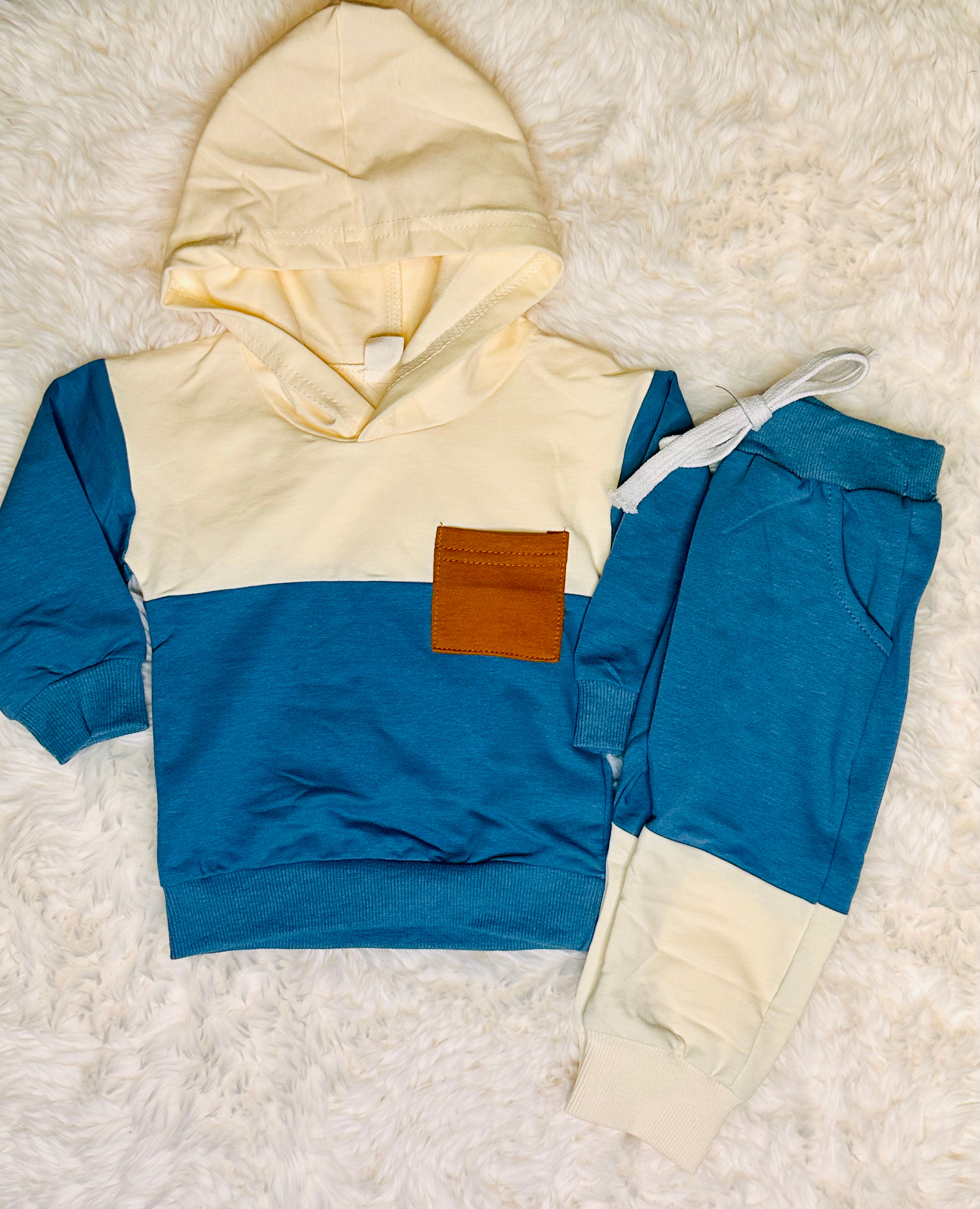 Blue/Cream Hoodie Set
