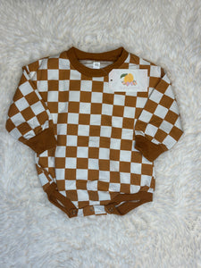 Brown Checkered Onesie