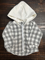 Load image into Gallery viewer, Grey Plaid Zip-Up Hoodie
