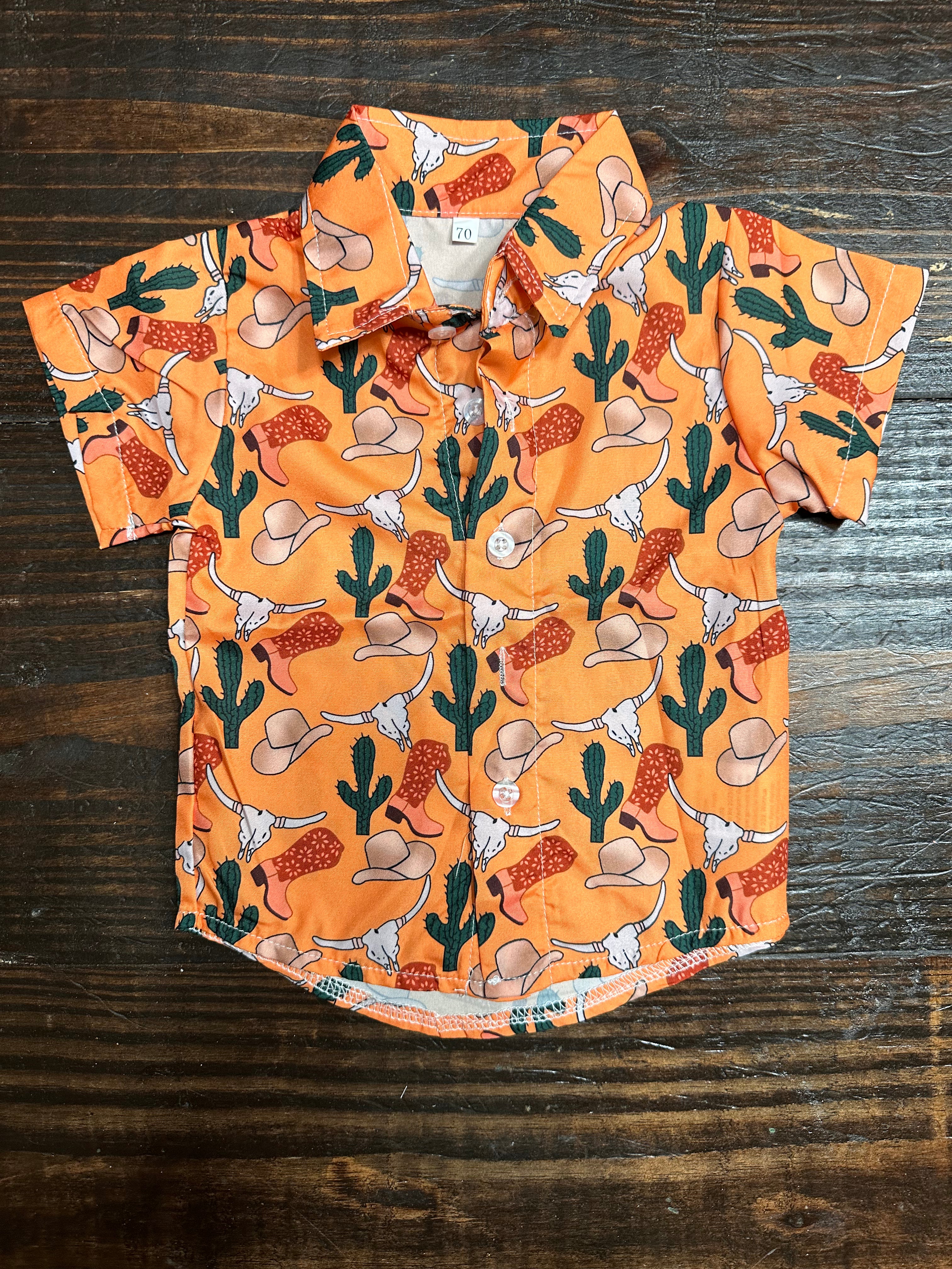 Orange Western Button Up