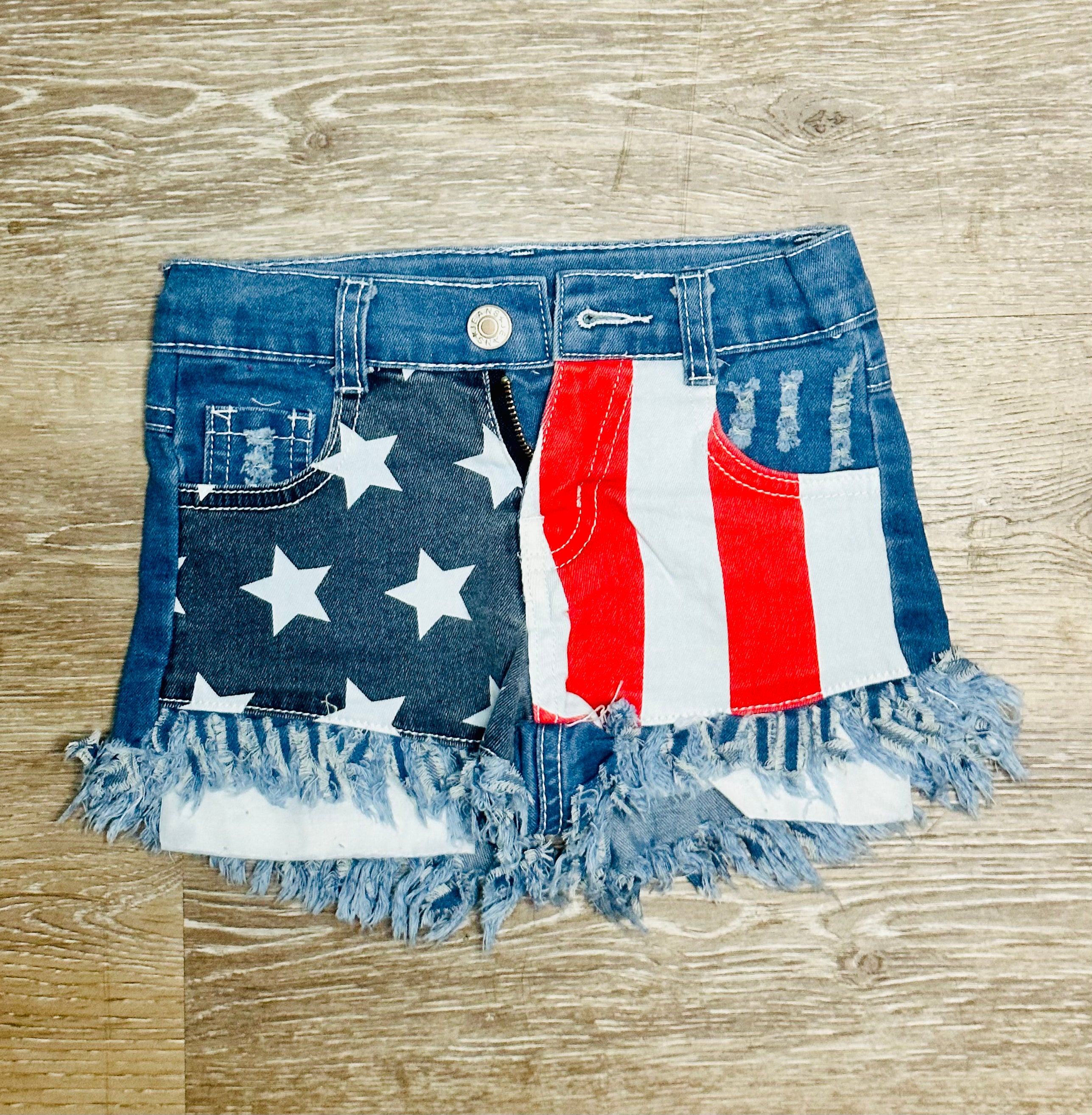 Distressed Flag Shorts