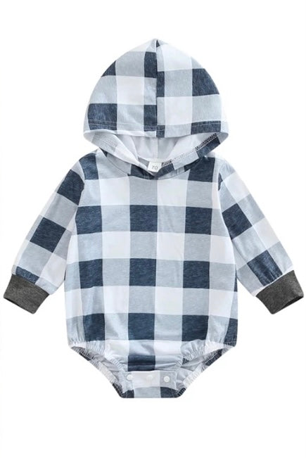 Blue Plaid Hooded Onesie